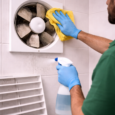 Cleaner sanitizing an exhaust fan