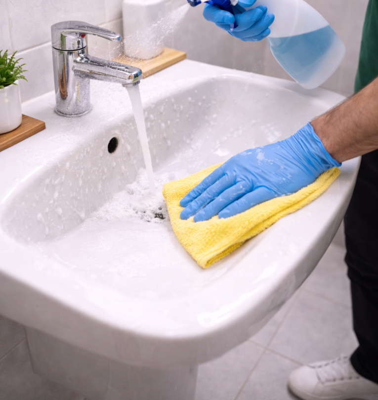 Cleaning sparkling bathroom essentials