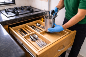 Kitchen organizer in action Kitchen Utensil Removal & Placement