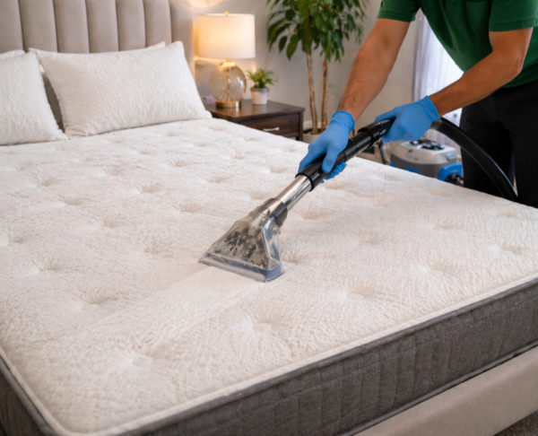 Mattress cleaning in a modern bedroom Mattress Cleaning